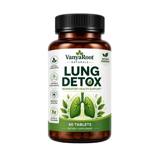 [BRSRYGABCMHB4CI3] VanyaRoot Naturals Lung Detox Tablets 60 Count | फेफड़ों की सेहत के लिए सपोर्ट | Respiratory Health Support | Natural Ingredients | Immunity Booster & Lung Wellness Supplement (Pack of 1)