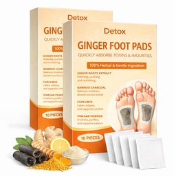 Detox Foot Pads | Natural Ingredients for Sleep Aid Pain Relief | Toxin Removal with Bamboo Vinegar and Acupoint Micro-Massage Technology Detox Foot Patch (Pack 20 - Ginger)