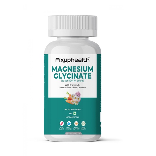 [BRSREFD4OJYAID33] Fixuphealth Magnesium Glycinate Supplement 60 Tablets | High Absorption Magnesium Bisglycinate 370mg Elemental | Supports Sleep, Muscle Cramps, Nerve Health, Bone & Joint Support