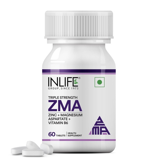 [BRSRABIPDN6QAGY7] INLIFE ZMA Supplement, Zinc Magnesium Aspartate Vitamin B6, 60 Tablets