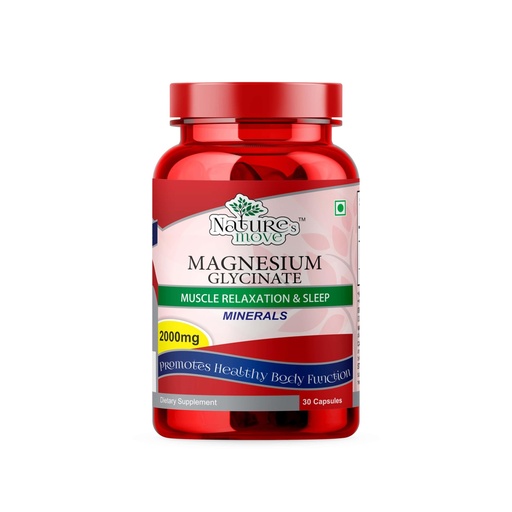 [BRSRGZQ2BUMBSHL2] Natures Move Magnesium Glycinate 2000mg | High Absorption for Sleep, Muscle & Nerve Health (30 Capsules)