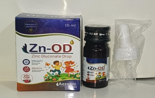 [BRSREBQ5ORYGMD37] Zn-OD Zinc Gluconate Oral Drops by Aerobic Healthcare, 15 ml, Dietary Supplement for Children