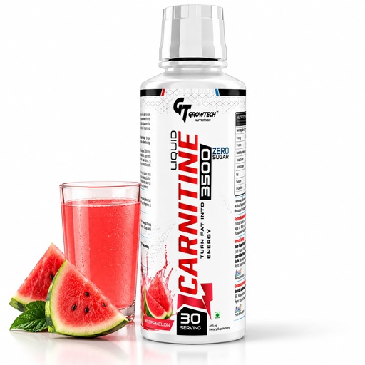 [BRSRYZADB4HBSHLV] Growtech Nutrition L Carnitine 3500mg for Weight Loss Supplement. Watermelon Flavour (30 Serving)