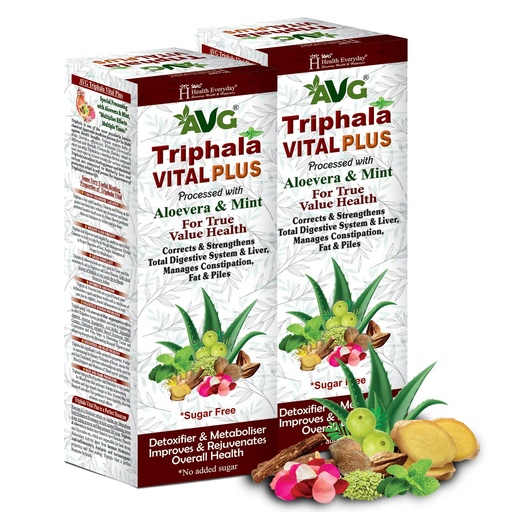 [BRSWYHDYAANRGFL2] AVG Health Organics Triphala Vital Plus - Herbal Supplement for Weight Loss, Improves Digestion 1L | Pack of 2