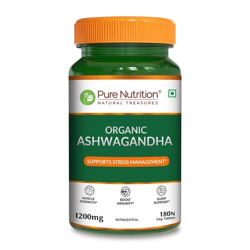 [BRSREED2DIBRMEQU] Pure Nutrition Organic Ashwagandha Tablets | 180 Veg Tablets | Supports Stress Relief, Sleep, Fertility, Immune Health, Vitality & Strength | Natural Adaptogen for Men & Women | Promotes Energy & Overall Wellness | Ayurvedic Supplement