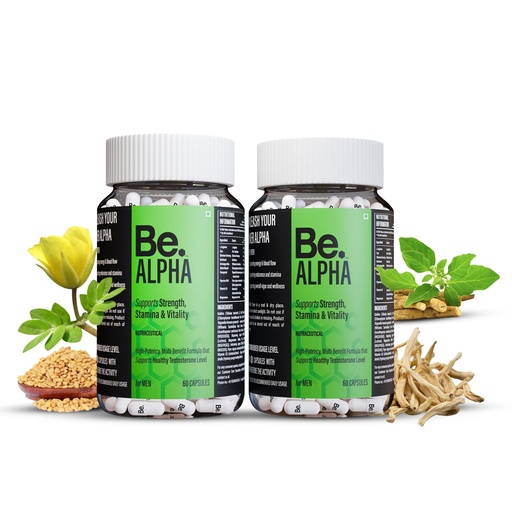 [BRSREZQNBV4G2AL4] Be Wellness Alpha Testosterone Support for Men | Daily Magnesium Supplement, Ashwagandha, Safed Musli, Fenugreek, Gokhshura & Ginseng | For Energy, Stamina, Vitality & Muscle Mass | (120 capsules)