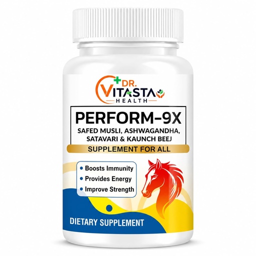 [BRSRY2T3CEBBMALX] Dr Vitasta Perform-9X Capsules | Safed Musli, Ashwagandha, Shatavari, Kaunch Beej, L-Arginine | Men's Performance | 30 Capsules