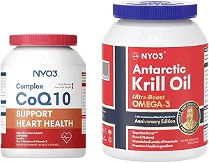 [BRSRAFT5O4PRU2AV] NYO3 Coq10 120mg Support Heart and Krill Oil 1000mg Softgels Bundle