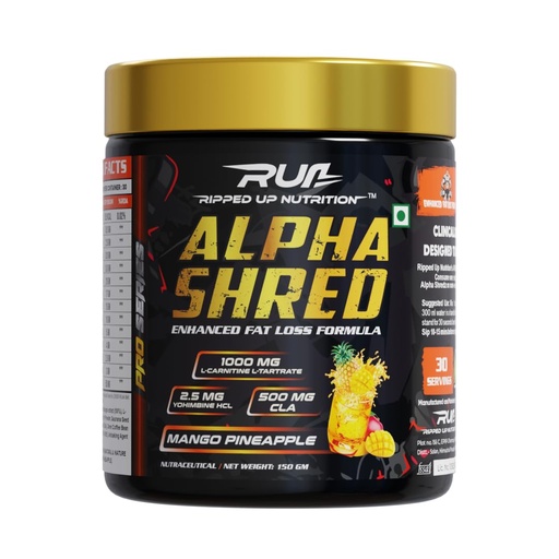 [BRSROBAYAUCBUCL5] Ripped Up Nutrition Alpha Shred Fat Burner - 150g, Pineapple Mango | With Carbliss® for Blocking Carbs by 40-60% | Weight Management & Metabolism Booster | Enriched with Garcinia Cambogia, Coffee Bean Extra, Caffeine