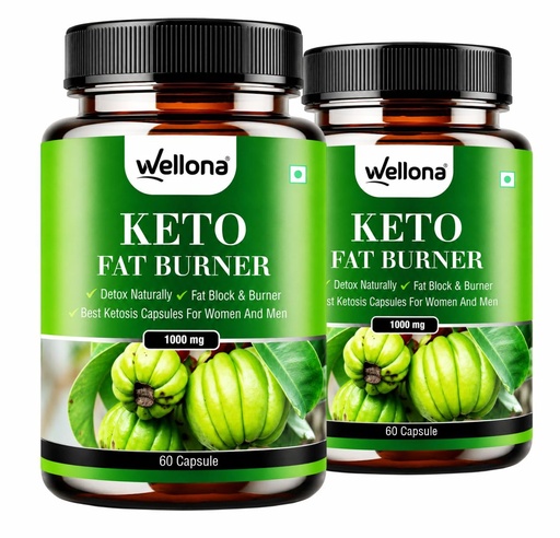 [BRSRYFQZOYDRQFIZ] Wellona Keto Fat Burner 60 Capsules | Weight Loss Products Supplement for Women & Men | Metabolism Support & Reduce Craving Naturally - Pack of 2