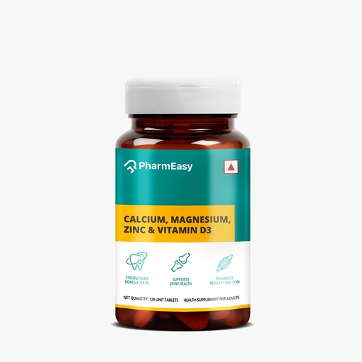[BRSW2AYDPIHAAD3B] PharmEasy Calcium Supplement for Women and Men, with Magnesium, Zinc, Vitamin D3, for Complete Bone Health & Joint Support - (120 Calcium Tablets)