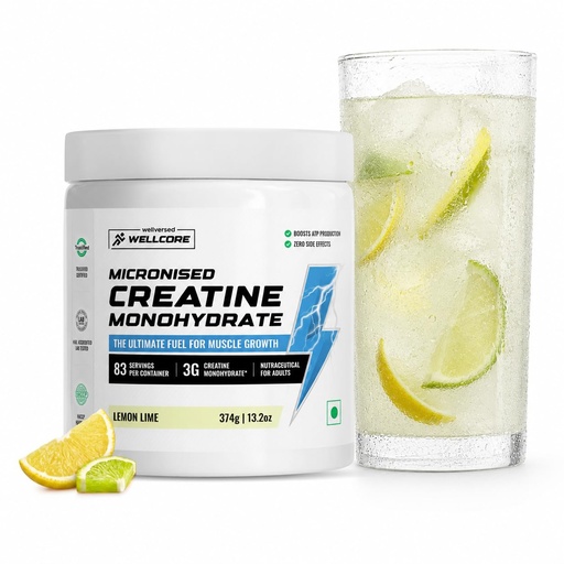 [BRSRGCQLA4HWCDQ3] Wellcore Pure Micronised Creatine Powder (83 Servings, Lemon Lime)
