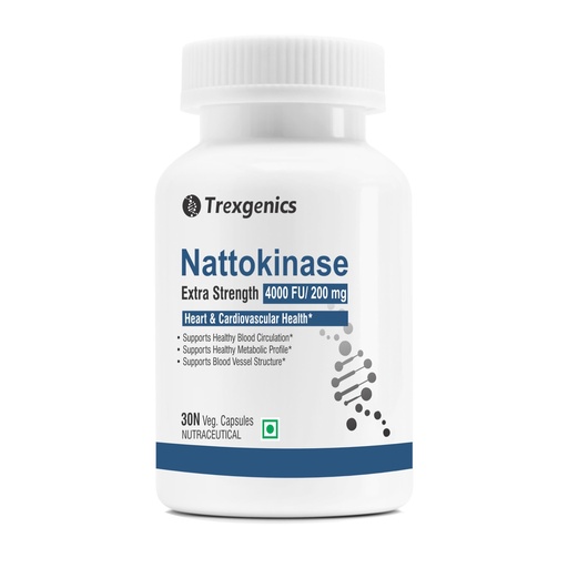[BRSREYYHAFYW2DTA] Trexgenics NATTOKINASE 4000 FU / 200 mg from Natto- Double Strength, Heart & Cardiovascular Health Support (4000 FU (30 Veg Capsules))