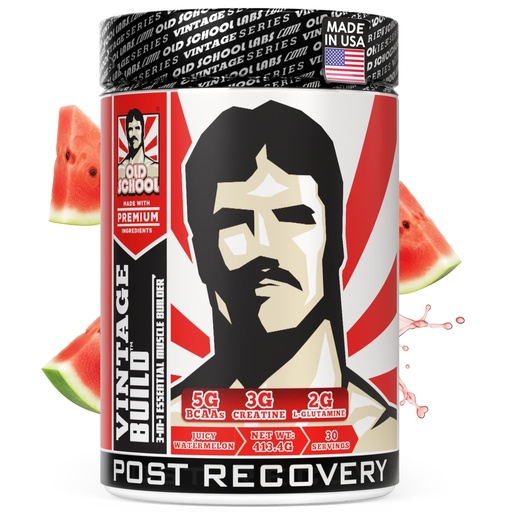 [BRSWYFA6AUGWOYDJ] Old School Labs Vintage Build Post-Workout Recovery Powder Drink with BCAAs, Creatine & L-Glutamine to Support Muscle Recovery & Strength for Men & Women – Juicy Watermelon, 30 Servings