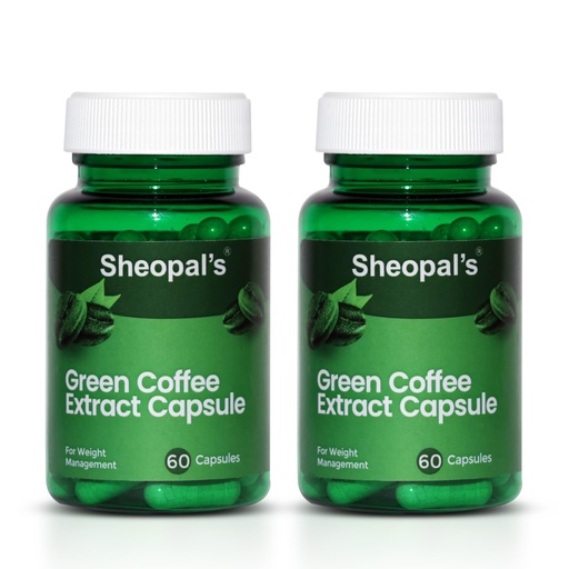 [BRSREEACA4HW2D3U] Sheopals Green Coffee Extract Capsules – 60 Veg Caps | With Chlorogenic Acid & Antioxidants | Natural Weight Management & Detox Support for Men & Women (2 Packs)