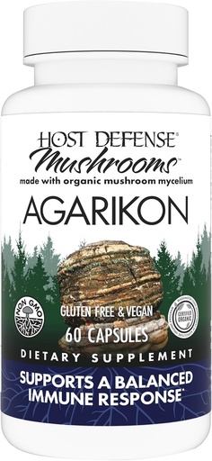 [BRSWIYA6BIPRY33U] Host Defense Agarikon Capsules - Immunsystemstøtte Supplement - Mushroom Supplement til å hjelpe immunfunksjoner og cellestyrke - Herbal Dietary Supplement - 60 Kapsler (60 Serveringer)*