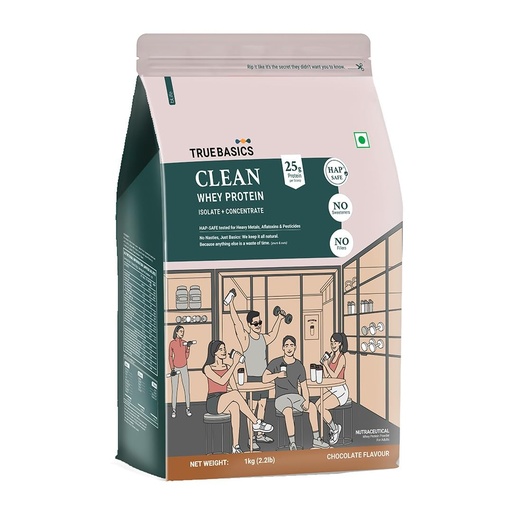 [BRSREFQCC4CGAADG] TrueBasics Clean Whey Protein Powder Blend, Chocolate, 1kg