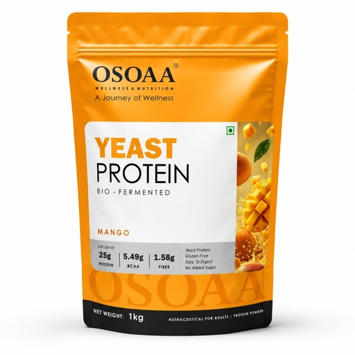 [BRSRYFAHDN7WOYDZ] OSOAA Bio-Fermented Yeast Protein Powder – Mango | 25g Protein, 5.49g BCAA per Serve | Gluten-Free, Plant-Based Alternative, Easy to Digest | 1kg (27 Servings)