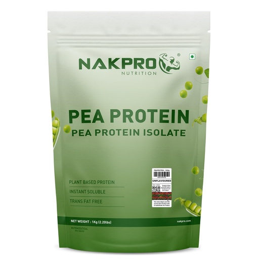 [BRSROYD5AUFGGCY4] NAKPRO NUTRITION Pea Protein Isolate | 1 kg Unflavoured | 28g Protein | Plant Based Protein Powder