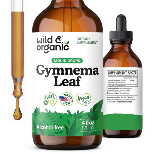 [BRSROY37PMBRAFA7] Wild & Organic Gymnema Sylvestre Extract Drops - Sugar-Free Gymnema Sylvestre Supplements - Gurmar Powder Based Tincture - Vegan, Alcohol-Free Leaf Liquid Drops - 4 fl oz