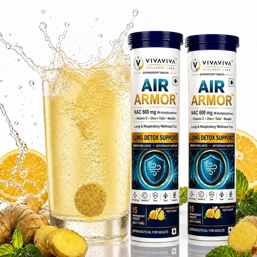 [BRSRYEALB5YWMDLJ] VIVAVIVA Air Armor Lung Detox and Cleanse Tablets, N acetyl cysteine 600mg