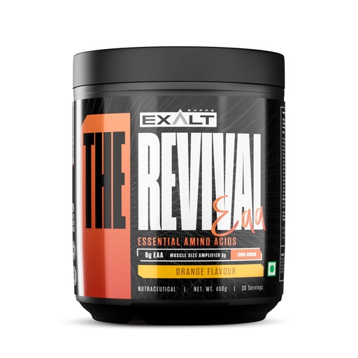 [BRSROCY5A4HRM33D] The Revival Essential Amino Acids (EAA) | 450 gm | 30 Servings | 6000mg EAA | Zero Added Sugar | Muscle Recovery | Increased Endurance (Orange)