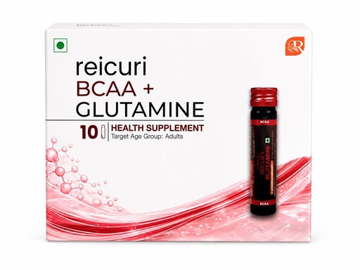 [BRSREHYZPMIROYLJ] reicuri BCAA + Glutamine, Pack of 10 Ready-to-Drink Vials | 4:2:1:1 BCAA Formula, Pre-Workout & Muscle Recovery, Fast-Absorbing Drinkable Vials