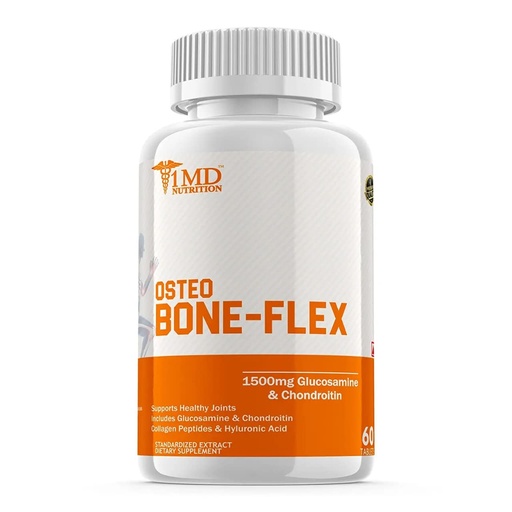 [BRSRMFQTBZ4BQ3DP] 1MD NUTRITION OSTEO BONE-FLEX | 1500mg Glucosamine & Chondroitin, 30mg Hyaluronic Acid | 60 Tablets