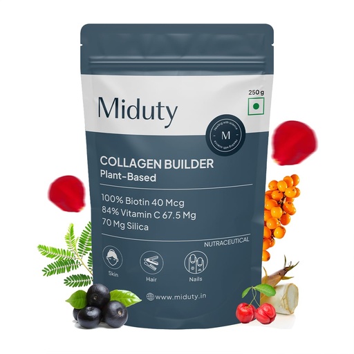 [BRSWYEATBMBQK2TU] Miduty Collagen Builder-Plant Based Powder For Skin, Hair & Nails, Skin Nourishing Formula, Plant Based Collagen - 250gm