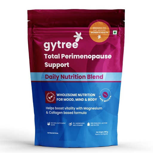 [BRSRYZAOOEBQE2AU] Gytree Total Perimenopause Daily Nutrition Blend | Supplement for Women with Protein, Collagen, Magnesium & 18+ Superfoods | After 40+ supplements for women | Mood, Bone & Energy Support | Café Mocha Flavour | 400g