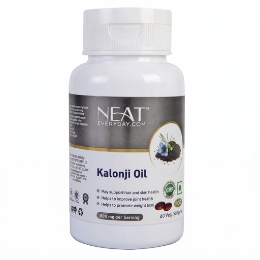 [BRSRYFA6A56G2DY3] NEAT EVERYDAY Kalonji Oil Softgel Capsules 500mg Per 2 Capsule Jar | Cold pressed Black Seed Oil Capsule Support Kidney Function, Regulate Blood Sugar | Nigella Sativa 60 Capsules