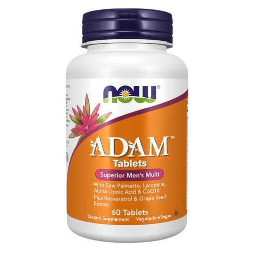 [BRSWIYYLOQHQMEL2] NOW Foods Supplements, ADAM™ Men's Multivitamin with Saw Palmetto, Lycopene, Alpha Lipoic Acid and CoQ10, Plus Natural Resveratrol & Grape Seed Extract, 60 Tablets