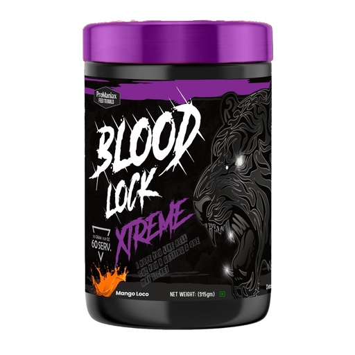 [BRSRGFDRCMCWYCQ2] Blood Lock Xtreme | Elite Pre-Workout Supplement | Boosts Energy, Strength & Performance | Best for Bodybuilding, CrossFit & Lifting - 60 Servings (Mango Loco, 315GM)
