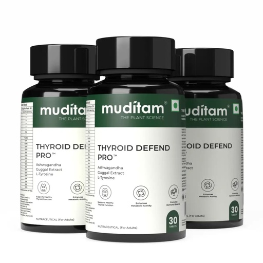 [BRSREBL4O4OWCGYZ] Muditam Ayurveda Thyroid Defend Pro – 90 Tablets (Pack of 3) | Supports Thyroid Balance, Metabolism & Energy | With Ashwagandha, Iodine & Selenium