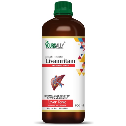 [BRSRGAT2OB7WED3B] Livamritam Ayurvedic Liver Care Syrup|Alcoholic Fatty Liver Kidney Detox Supplement|Reduces Bloating Swelling & Infections|Digestive Tonic Supports Metabolism & Appetite-500 ML