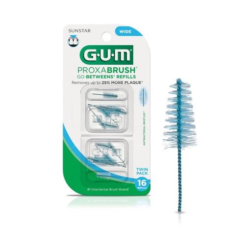 [BRSWGHT2B4IBM2DU] Sunstar Gum Proxabrush Go-Betweens Refills Wide, 16Ct