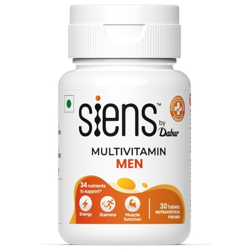 [BRSRAGT5CICR4YD6] Siens By Dabur Multivitamin for Men-30 tablets | Enriched with 34 nutrients to Support Overall Health, Energy, Stamina & Muscle Function