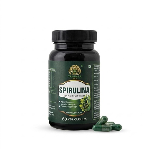 [BRSRYGIHOUPQ2ETZ] Spirulina Capsules 60 Veg Capsules, Spirulina Green Superfood Supplement for Daily Nutritional Support, Easy to Consume Capsules for Men and Women