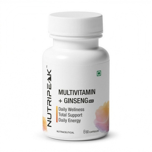 [BRSRYGLYOYPAM3L3] Multivitamin & Ginseng for Men, 250 mg Panax Ginseng Extract, 19 Vitamins & Minerals, K2 MK-7, 60 Vegetarian Capsules