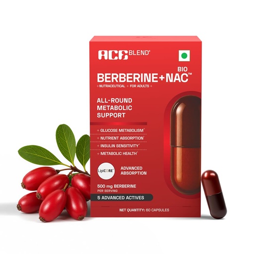 [BRSRYGATDICGGAD6] Ace Blend Bio Berberine + NAC | Blood Sugar & Metabolic Support Supplement with AbsorBerine, Cinnamon Extract, Chromium Picolinate & Piperine | For Men and Women | 60 Veg Capsules
