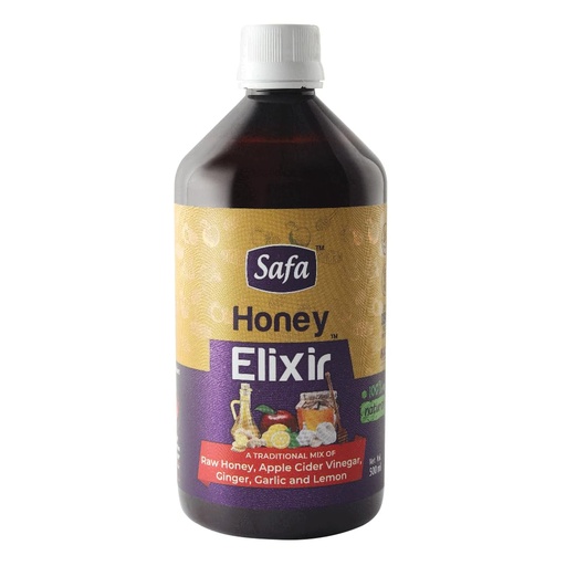 [BRSWGZT6CN6RQ2DB] Safa Honey Elixir | 100% Pure Raw Honey, Apple Cider Vinegar, Ginger, Garlic and Lemon Tonic | 500ml