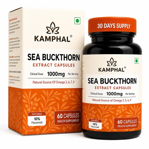 [BRSRYZD4BMGQ23DP] Sea Buckthorn Capsules | 1000mg Per Serving | 10% Flavonoids + Omega 3, 6, 7 & 9 | Antioxidant, Skin & Immunity Support | No Fillers or Additives | 60 Veg Capsules
