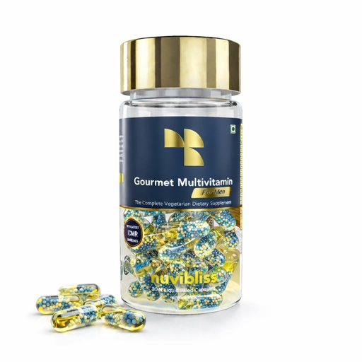 [BRSRMFQFBAMA2FDA] Gourmet Multivitamin for Men | Vital Supplement for Heart, Brain, Bone, Joints, Vision, Skin, Hair, Energy,Stamina,Immunity | Capsules with Omega Oil & Essential Nutrients(30 Capsules)