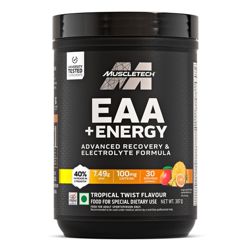 [BRSRE2YZCMHB6HY2] MuscleTech Eaa + Energy | Essential Amino Acids + 100Mg Caffeine | Replenish Electrolytes | Ultimate Recovery 7.4 grams Eaa | 4.5 grams Bcaa | 3 grams Leucine | 30 Servings | Tropical Twist
