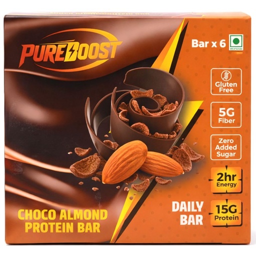 [BRSRGAIPCUBR6DLK] Choco Almond Protein Bar | 15g Protein Energy Bar | Gluten Free High Fiber Healthy Snack | Zero Added Sugar Nutrition Bar | Gym, Workout, Diet & Meal Replacement Snack - 50g (Pack of 6)