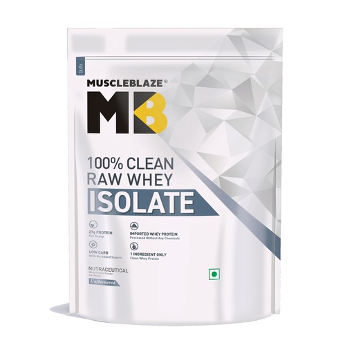 [BRSWKHDYBYJQ2HDK] MuscleBlaze 100% Clean Raw Whey Protein Isolate, 1kg (2.2lbs)