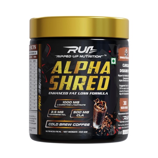 [BRSROBAYOEJQIYLB] Ripped Up Nutrition Alpha Shred Fat Burner - 150g, Cold Brew Coffee | With Carbliss® for Blocking Carbs by 40-60% | Weight Management & Metabolism Booster | Enriched with Garcinia Cambogia, Coffee Bean Extra, Caffeine