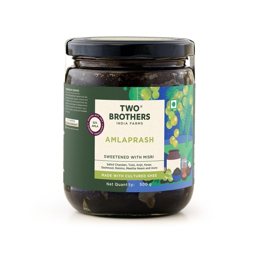 [BRSWGAYECB6GYHLK] TWO BROTHERS INDIA FARMS Amlaprash (500 g) | Ayurvedic Chyawanprash with Amla| Glyphosate free | Made with Desi Gir Cow Cultured Ghee | Supports Immunity | Contains Antioxidants | Provides Natural Vitamin C