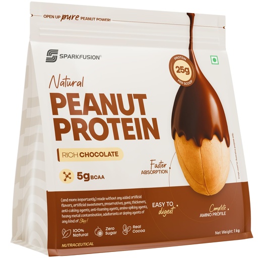 [BRSREAT4CIJQOETP] SparkFusion Natural Peanut Protein Isolate – Flavor – 25g Protein, 5g BCAA, Zero Sugar, Gut-Friendly, Vegan, Lab-Tested, No Artificial Additives (1 kg (Pack of 1), Rich Chocolate)