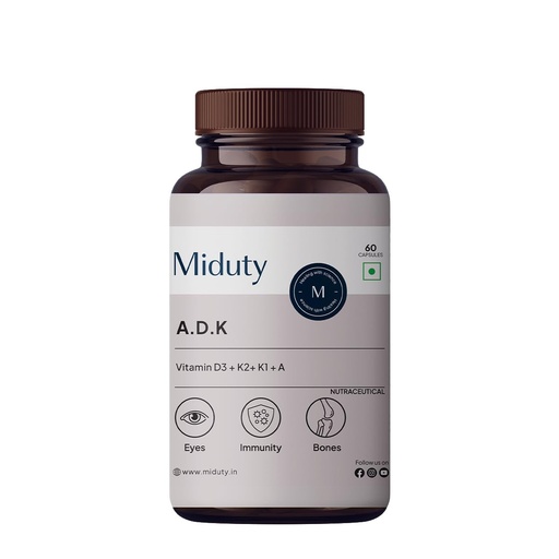 [BRSROCT4OEJWGHTF] Miduty Vitamin ADK : A D3 K2 Supplements | Boost Immunity, Stronger Bones | Eyes, Immunity, Bones Care - 60 Capsules